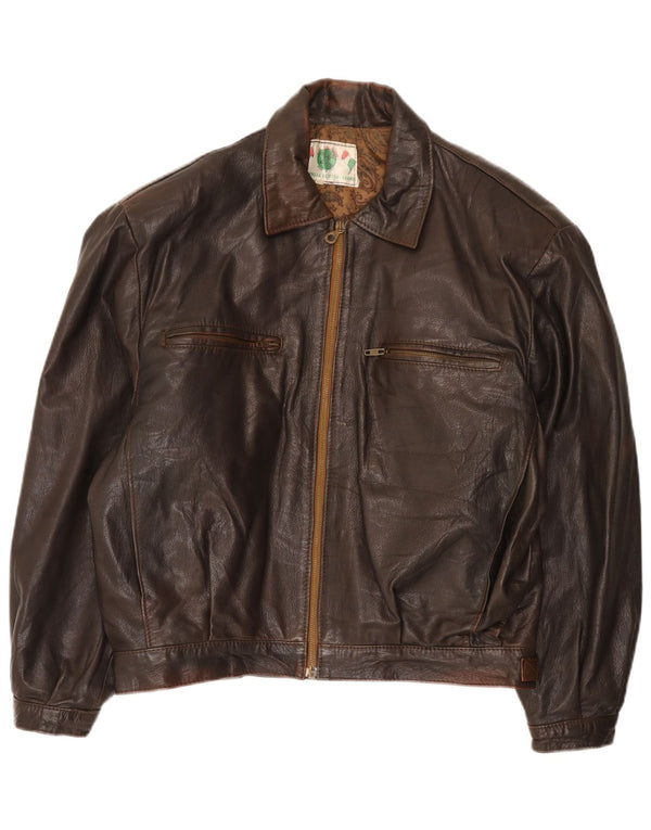 Vintage Mens Leather Jacket UK 40 Large Brown