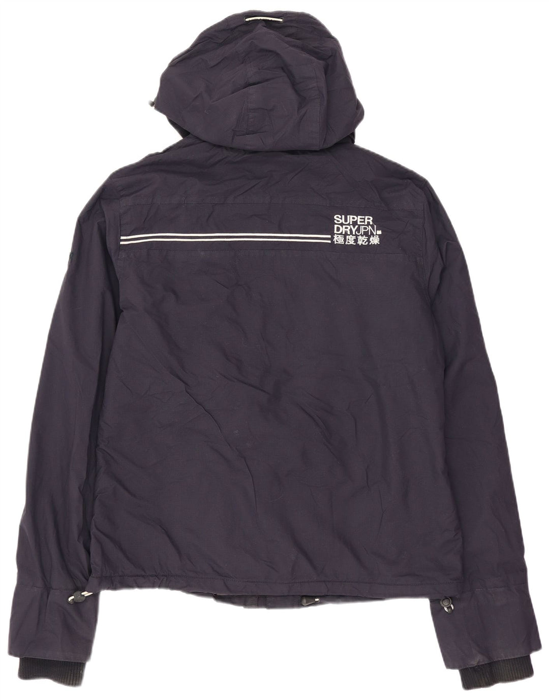 Superdry Womens Hooded Windbreaker Jacket UK 14 Medium Navy Blue Nylon