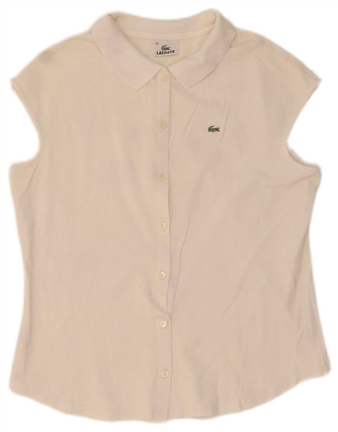 Lacoste Womens Short Sleeve Shirt Blouse Size 44 Large White