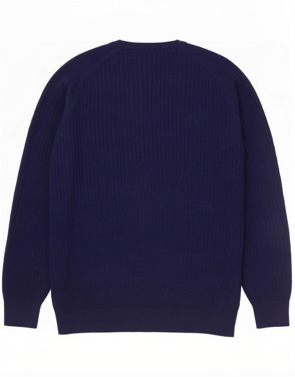 Massimo Dutti Mens Crew Neck Jumper Sweater Medium Blue Cotton
