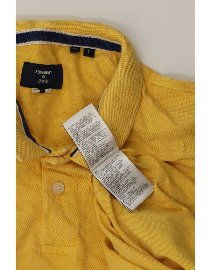 Superdry Mens Polo Shirt Large Yellow Cotton