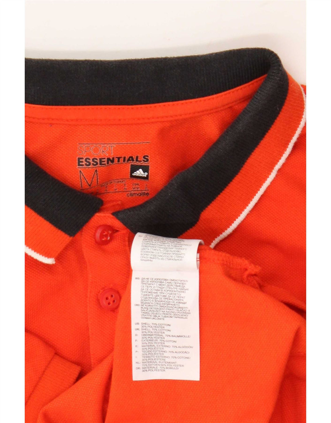 Adidas Mens Climalite Polo Shirt Medium Orange Colourblock Cotton