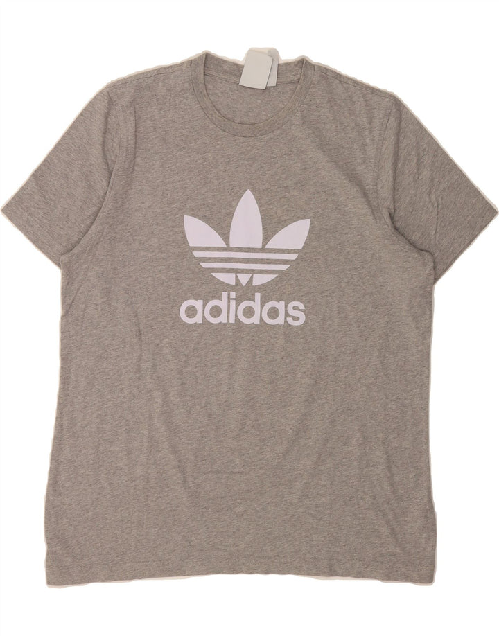 ADIDAS Mens Graphic T-Shirt Top Large Grey Cotton Vintage Adidas and Second-Hand Adidas from Messina Hembry 