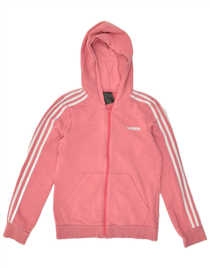 ADIDAS Girls Zip Hoodie Sweater 13-14 Years Pink Cotton | Vintage Adidas | Thrift | Second-Hand Adidas | Used Clothing | Messina Hembry 