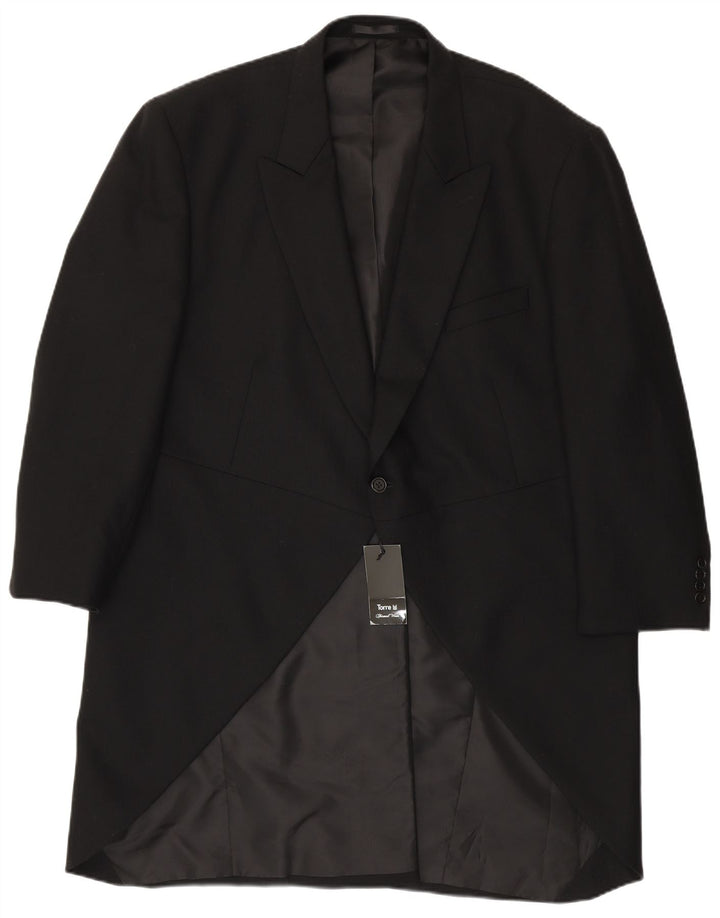 Torre Mens Tailcoat Blazer Jacket UK 50 5XL Black Wool