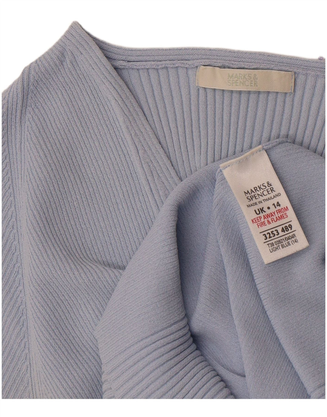 Marks & Spencer Womens Crop T-Shirt Top UK 14 Medium Blue Viscose
