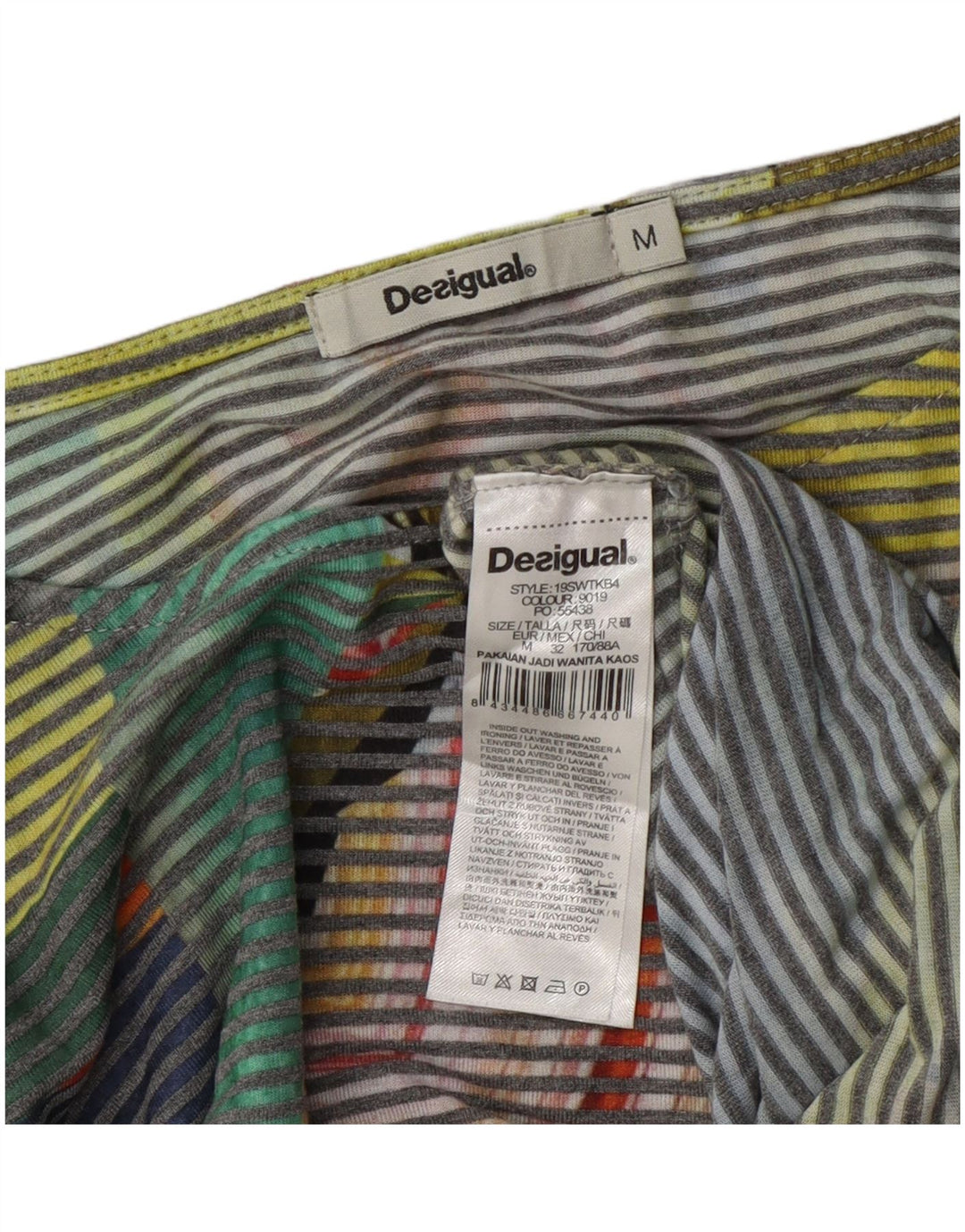 Desigual Womens Crop Blouse Top UK 14 Medium Multicoloured Pinstripe