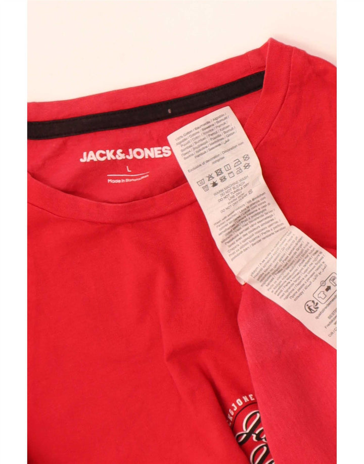 Jack & Jones Mens T-Shirt Top Large Red Cotton