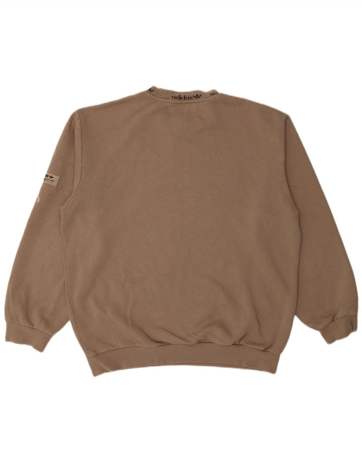 Adidas Mens Graphic Sweatshirt Jumper Medium Beige Cotton