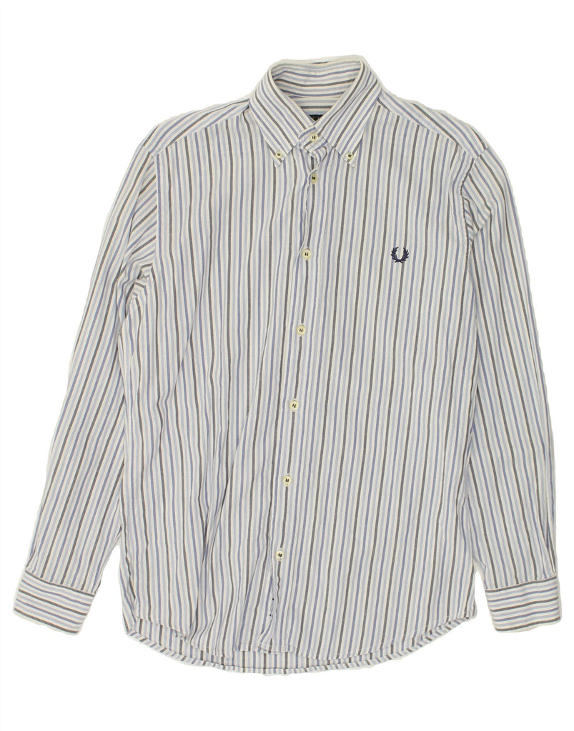 FRED PERRY Mens Shirt Small Grey Striped | Vintage Fred Perry | Thrift | Second-Hand Fred Perry | Used Clothing | Messina Hembry 