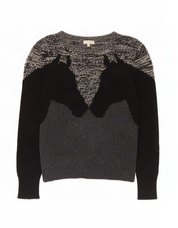 Hobbs Womens Graphic Boat Neck Jumper Sweater UK 8 Small Black Colourblock