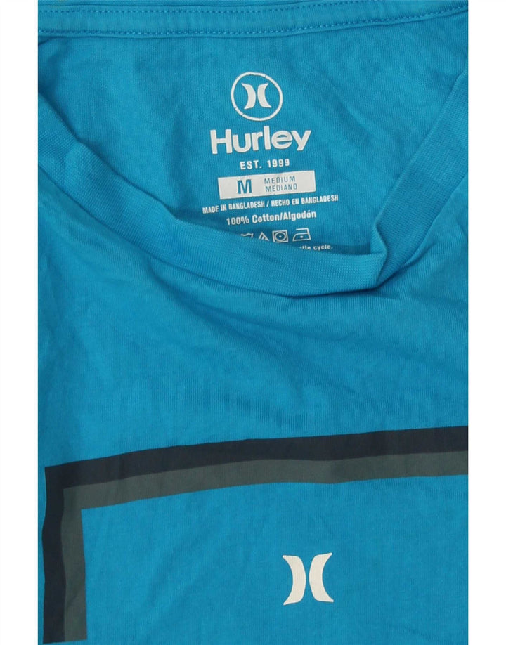 Hurley Mens Graphic T-Shirt Top Medium Blue Cotton