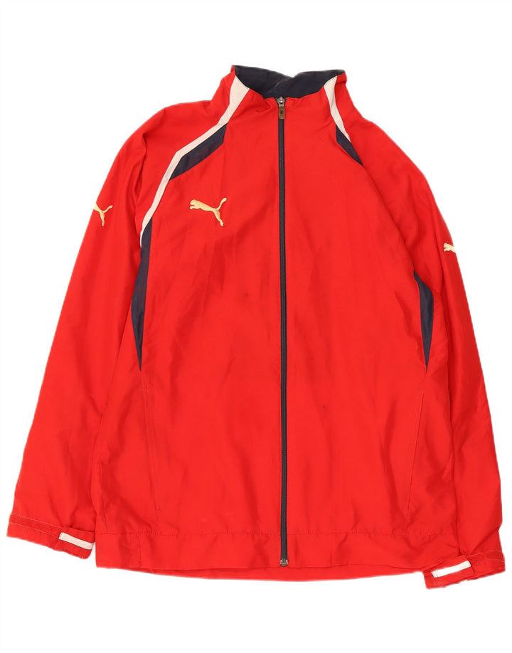 PUMA Mens Tracksuit Top Jacket Small Red Colourblock Polyester
