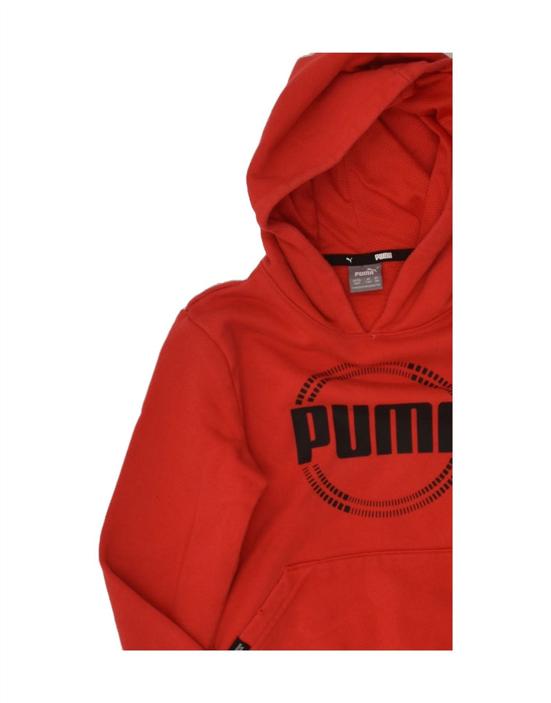 PUMA Boys Graphic Hoodie Jumper 7-8 Years Red Cotton | Vintage Puma | Thrift | Second-Hand Puma | Used Clothing | Messina Hembry 