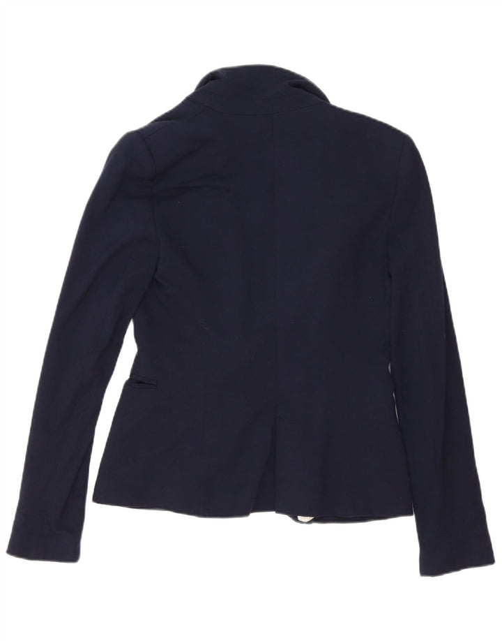 Zara Womens 1 Button Blazer Jacket UK 10 Small Navy Blue Acetate