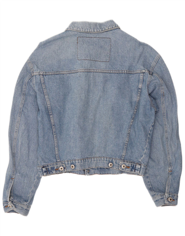 Vintage Womens Loose Fit Crop Denim Jacket UK 16 Large Blue