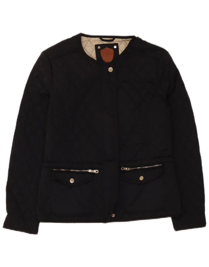 Massimo Dutti Womens Quilted Jacket UK 14 Large Black Polyester