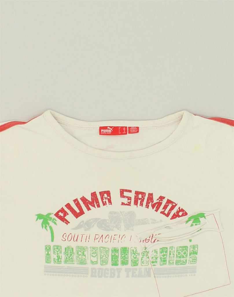 PUMA Boys Graphic T-Shirt Top 11-12 Years White Cotton | Vintage Puma | Thrift | Second-Hand Puma | Used Clothing | Messina Hembry 