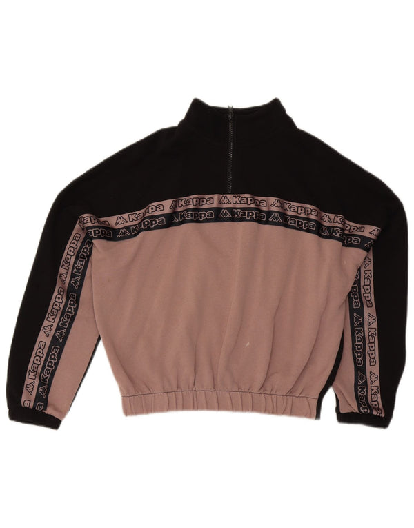 Kappa Womens Graphic Sweatshirt Jumper UK 10 Small Black Colourblock