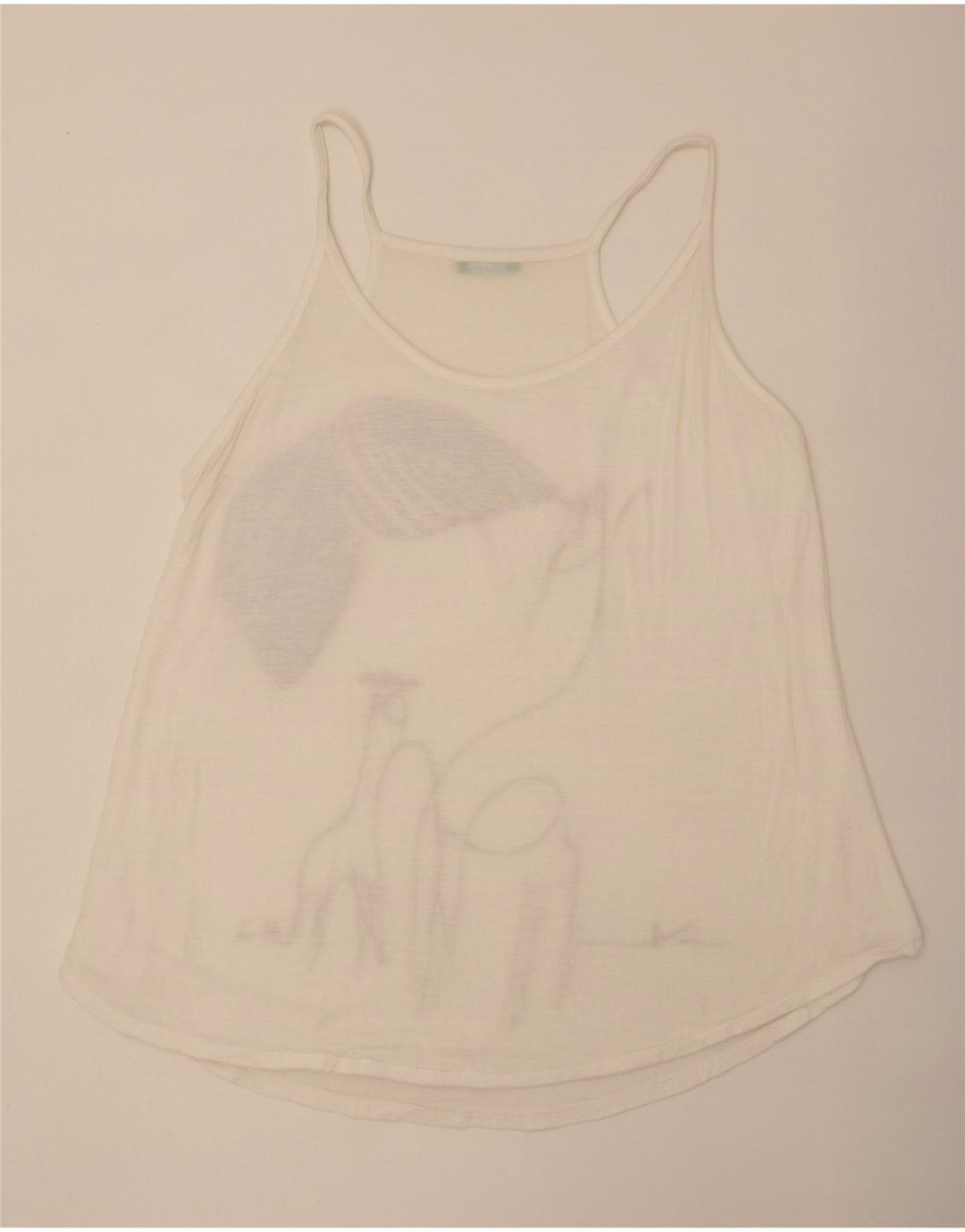 Benetton Womens Graphic Cami Top UK 14 Medium White Viscose