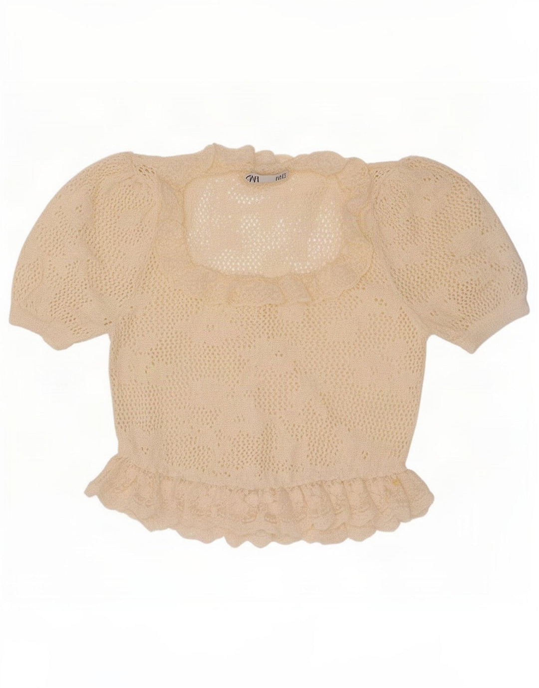 Zara Womens Knit Oversized Blouse Top UK 10 Small Off White