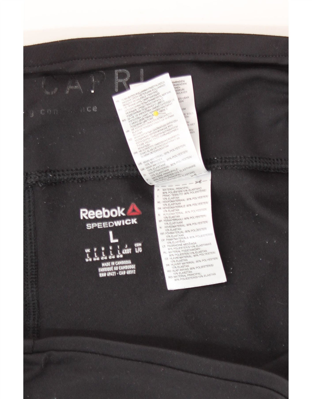 Reebok Womens Capri Leggings UK 16/18 Large Black Polyester