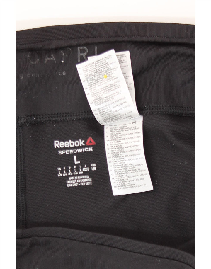Reebok Womens Capri Leggings UK 16/18 Large Black Polyester
