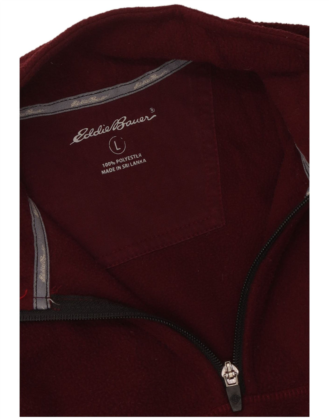 Eddie Bauer Mens Zip Neck Fleece Jumper Large Maroon Polyester
