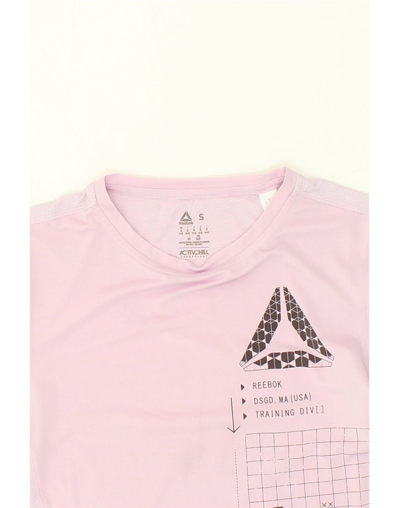 REEBOK Womens Graphic T-Shirt Top UK 8 Small Pink | Vintage Reebok | Thrift | Second-Hand Reebok | Used Clothing | Messina Hembry 