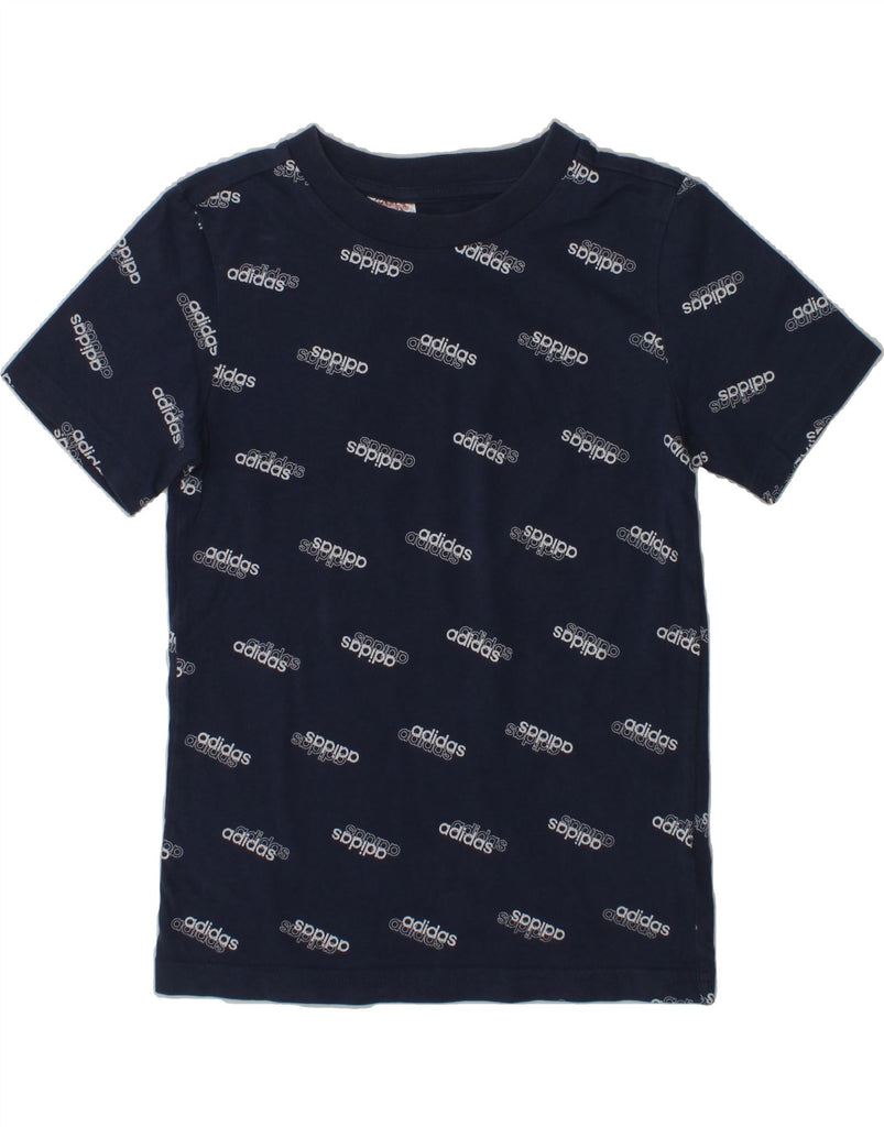 ADIDAS Boys Graphic T-Shirt Top 7-8 Years Navy Blue Cotton | Vintage Adidas | Thrift | Second-Hand Adidas | Used Clothing | Messina Hembry 