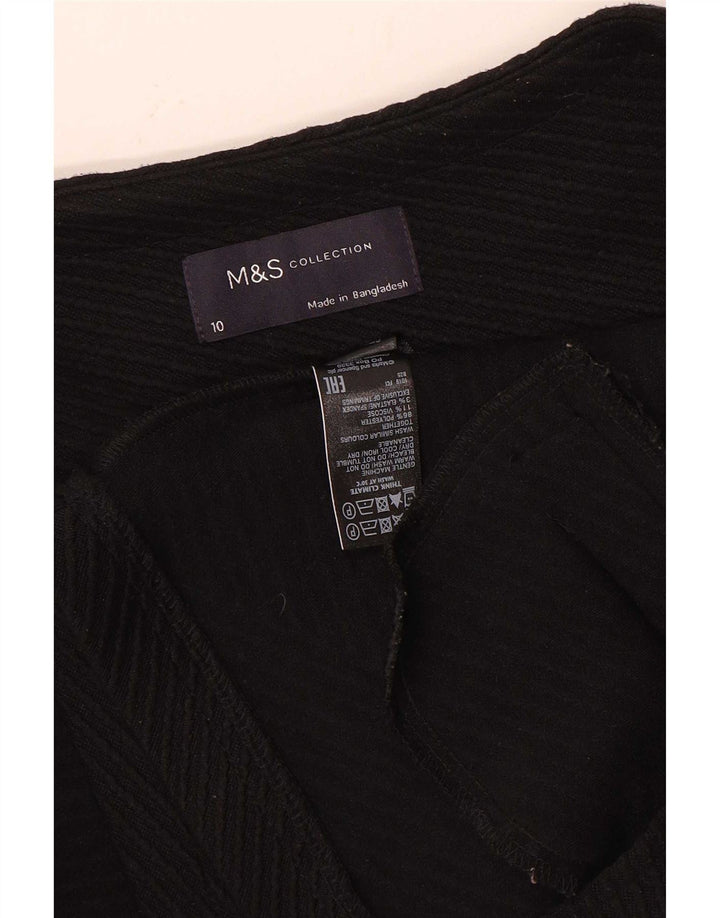 Marks & Spencer Womens Full Zip Blazer Jacket UK 10 Small Black Striped