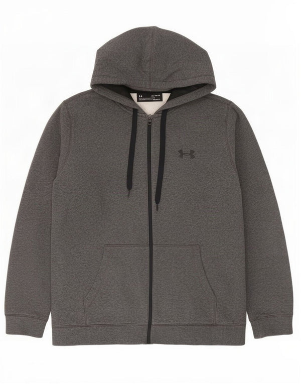 Under Armour Mens Cold Gear Zip Hoodie Sweater XL Grey Cotton