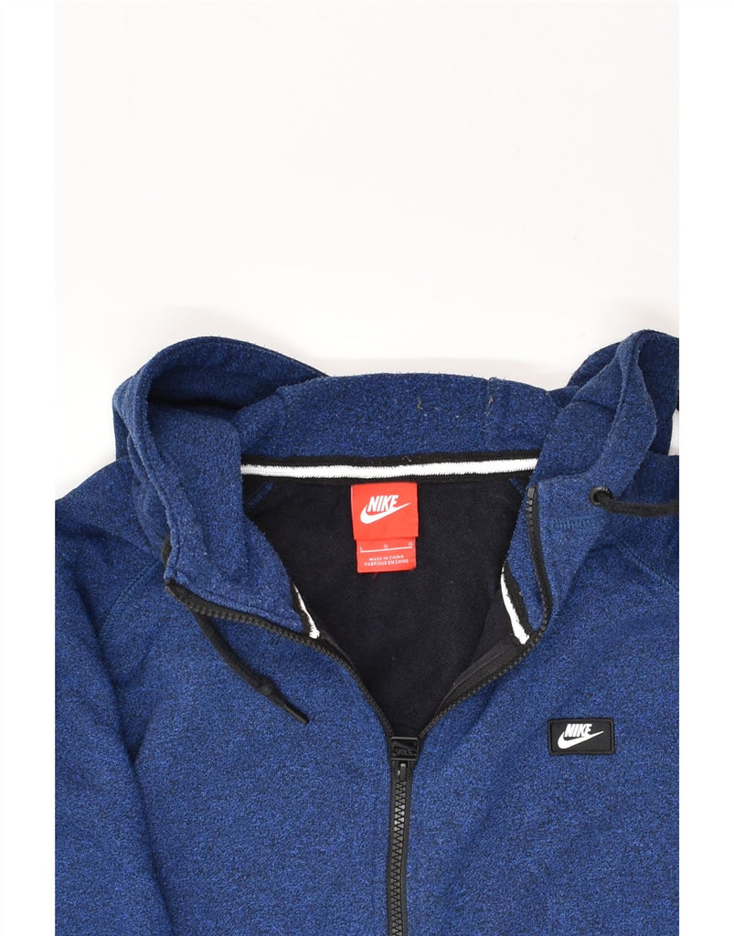 NIKE Womens Zip Hoodie Sweater UK 16 Large Navy Blue Cotton | Vintage Nike | Thrift | Second-Hand Nike | Used Clothing | Messina Hembry 