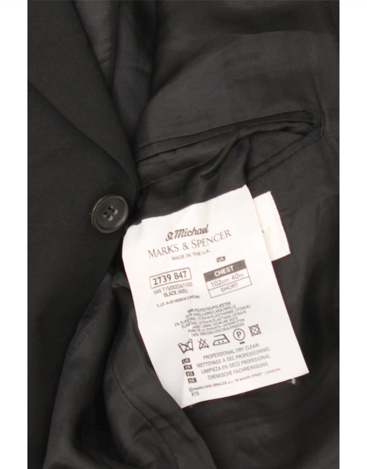 Marks & Spencer Mens St. Michael 3 Button Blazer Jacket UK 40 Medium Black