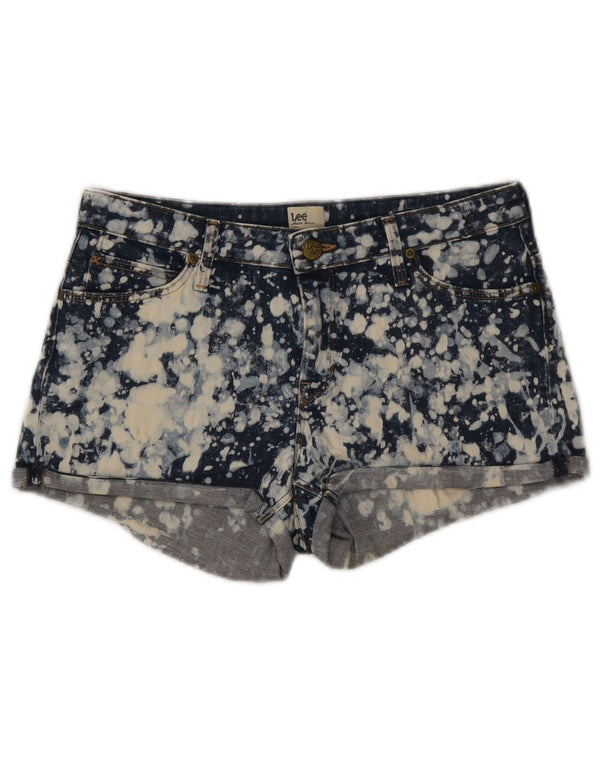 Lee Womens Denim Hot Pants W28 Medium Navy Blue Tie Dye Cotton