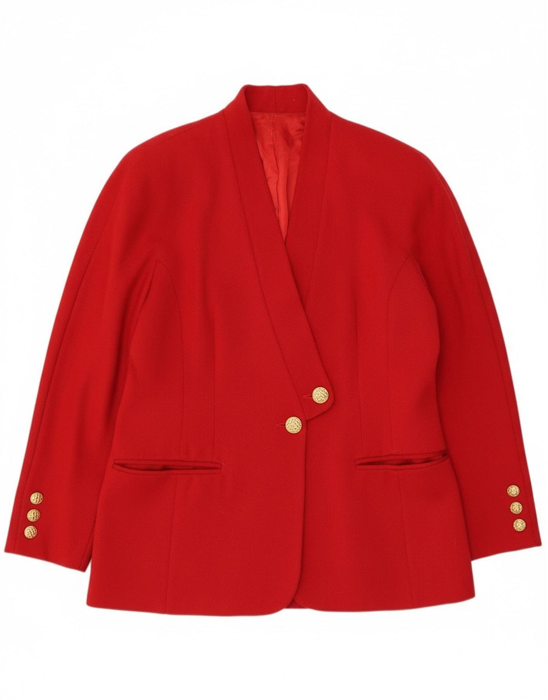 Vintage Womens 2 Button Blazer Jacket IT 44 Medium Red Virgin Wool