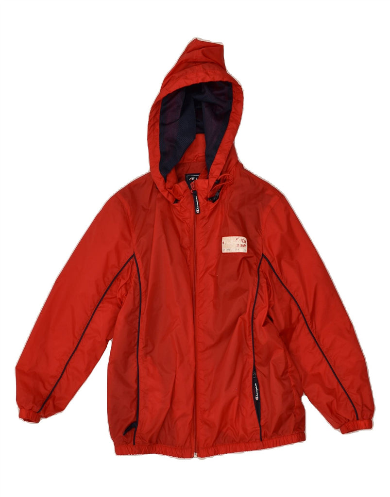 CHAMPION Boys Hooded Rain Jacket 9-10 Years Medium Red Nylon | Vintage Champion | Thrift | Second-Hand Champion | Used Clothing | Messina Hembry 