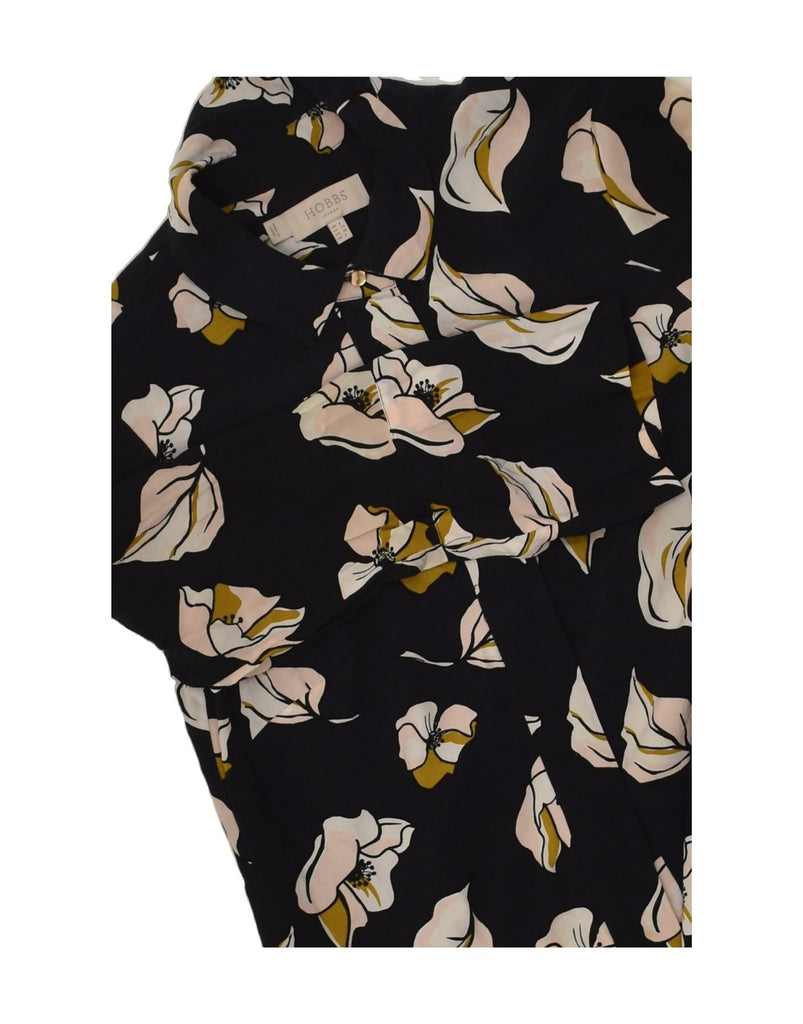 HOBBS Womens 3/4 Sleeve Shirt Dress UK 8 Small  Black Floral Viscose | Vintage Hobbs | Thrift | Second-Hand Hobbs | Used Clothing | Messina Hembry 