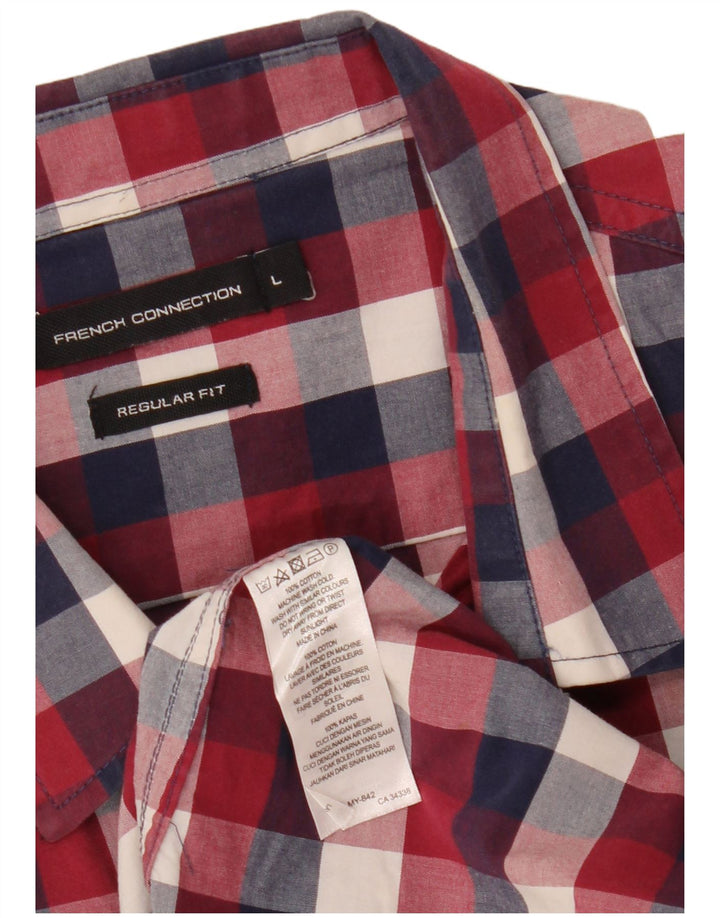 French Connection Mens Regular Fit Shirt Large Red Check Cotton