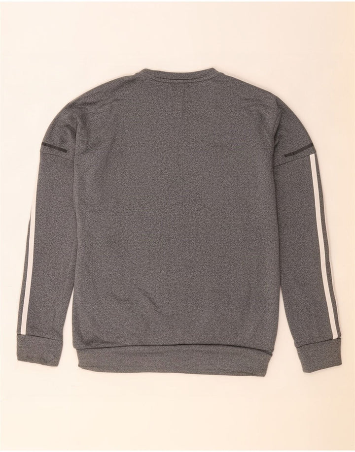 Adidas Womens Sweatshirt Jumper UK 12/14 Medium Grey Flecked Polyester