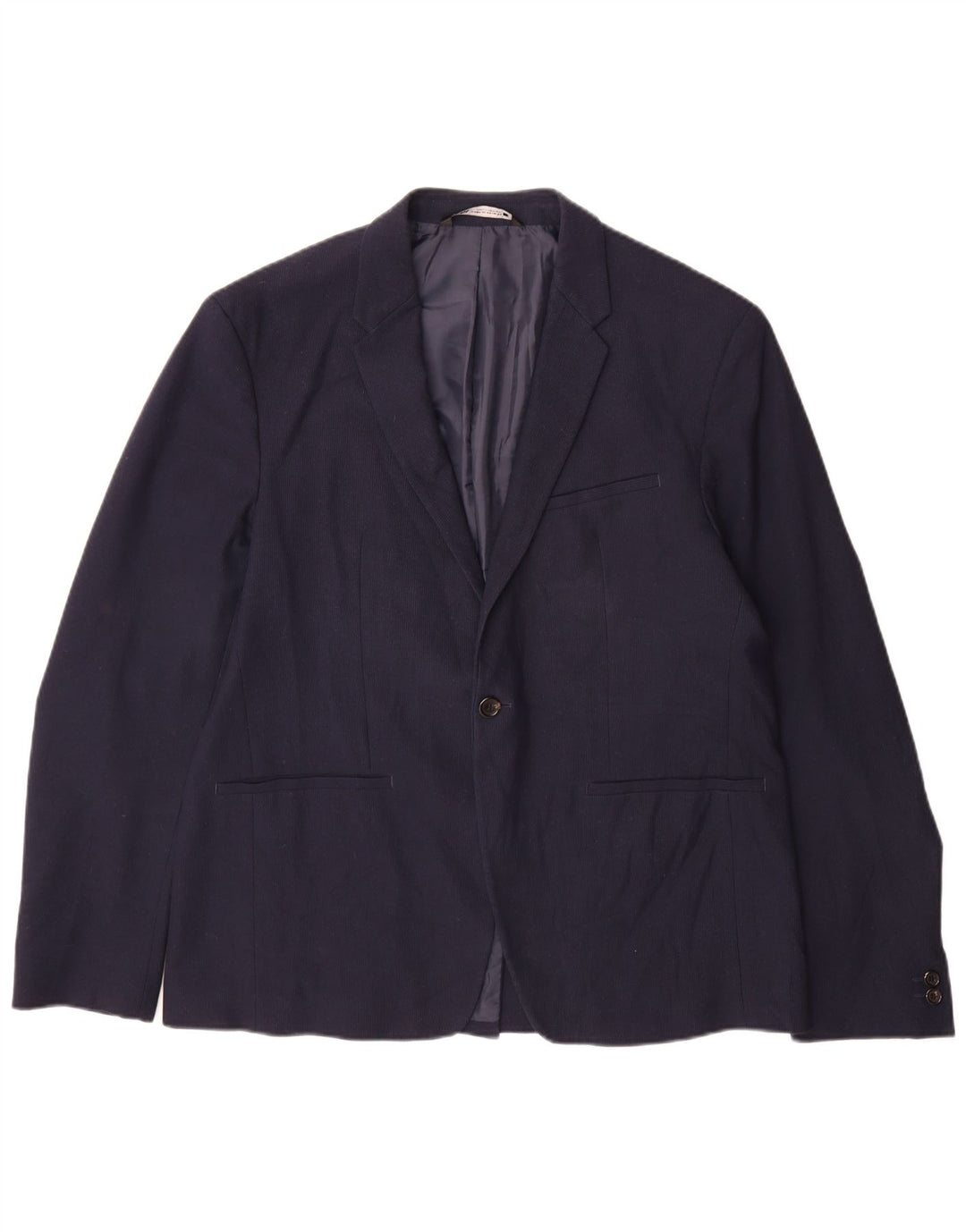 Zara Mens 1 Button Blazer Jacket EU 54 XL Navy Blue
