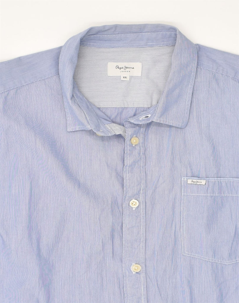 PEPE JEANS Mens Shirt 2XL Blue Cotton | Vintage PEPE Jeans | Thrift | Second-Hand PEPE Jeans | Used Clothing | Messina Hembry 