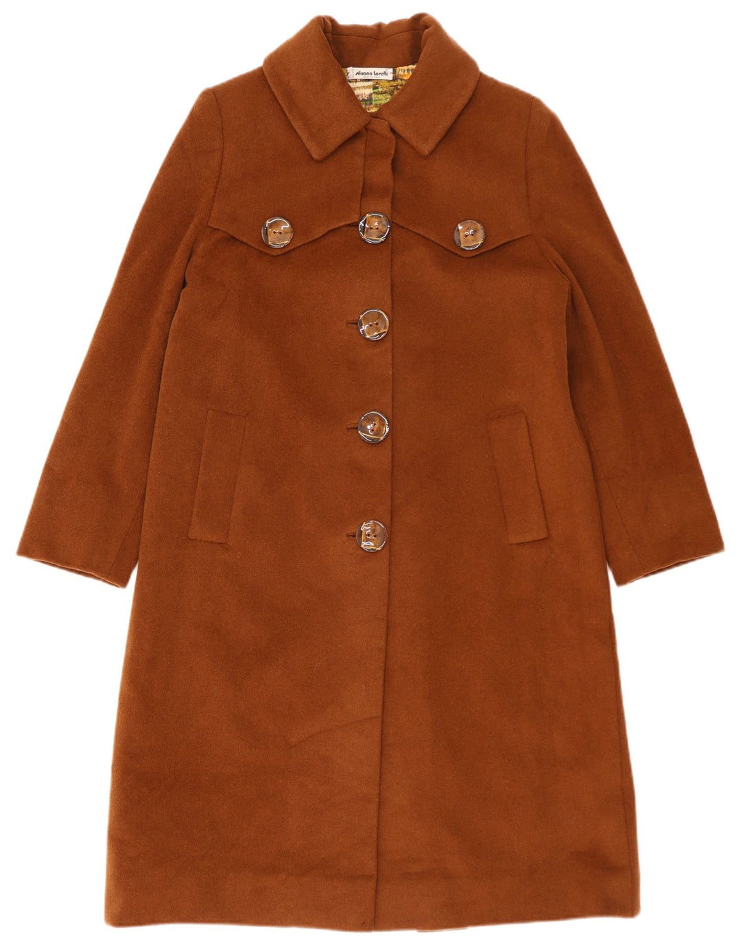 Vintage Womens Overcoat UK 14 Large Brown Wool