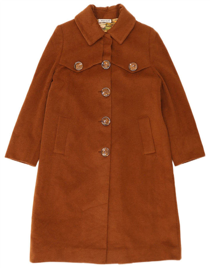 Vintage Womens Overcoat UK 14 Large Brown Wool