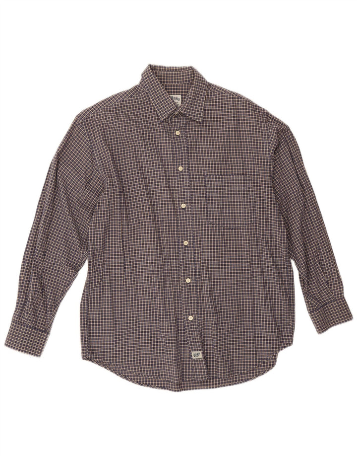 Carrera Mens Flannel Shirt Size 41/42 Large Navy Blue Check