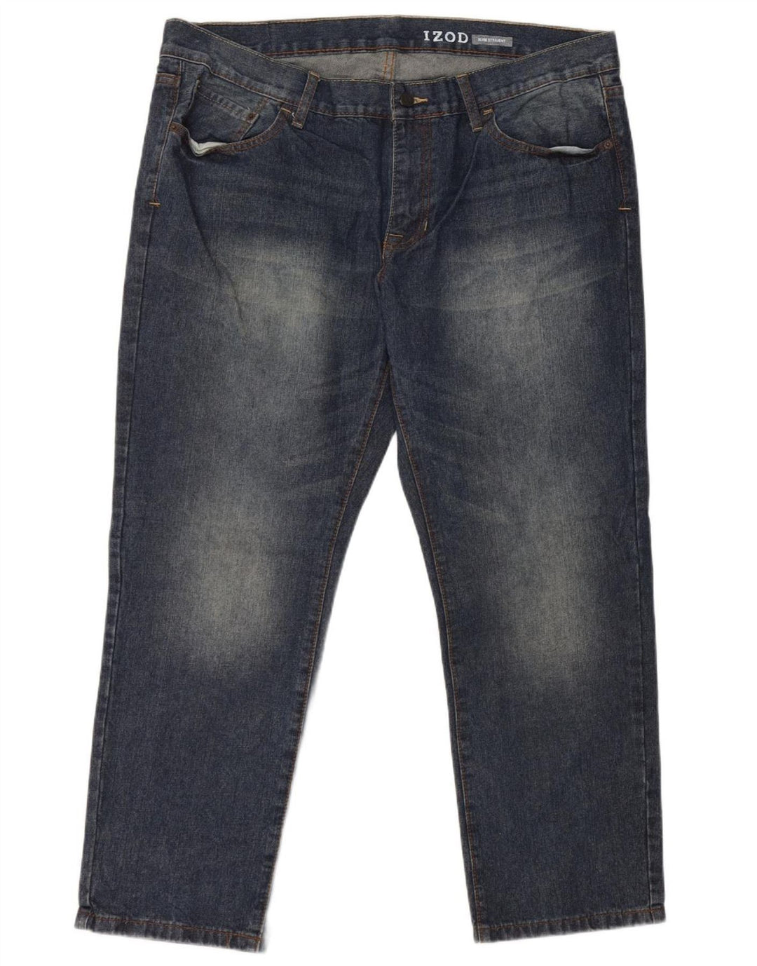 IZOD Mens Slim Straight Jeans W40 L30 Blue Cotton