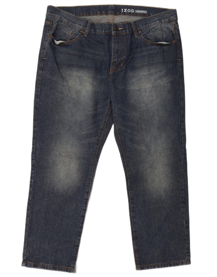 IZOD Mens Slim Straight Jeans W40 L30 Blue Cotton