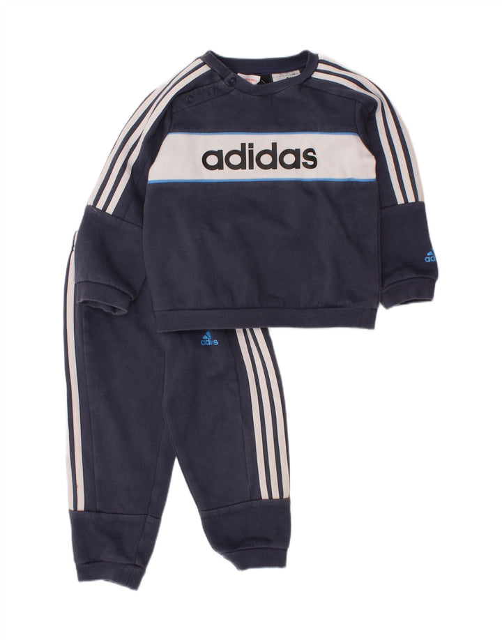 ADIDAS Baby Boys Graphic Full Tracksuit 12-18 Months Navy Blue Colourblock