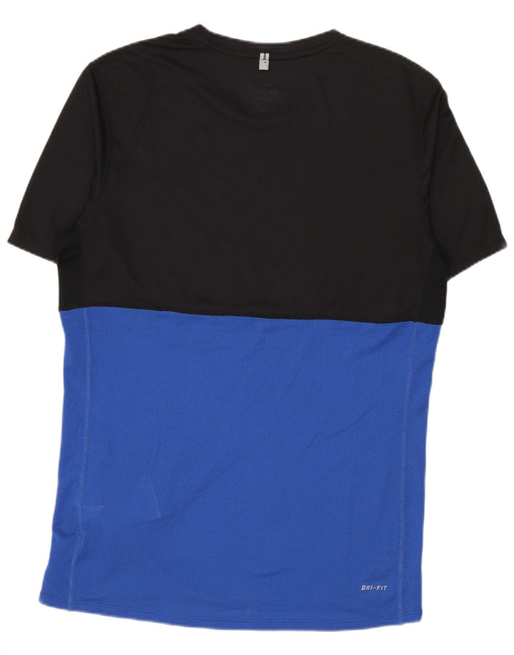 NIKE Mens Dri Fit T-Shirt Top Small Black Colourblock Polyester