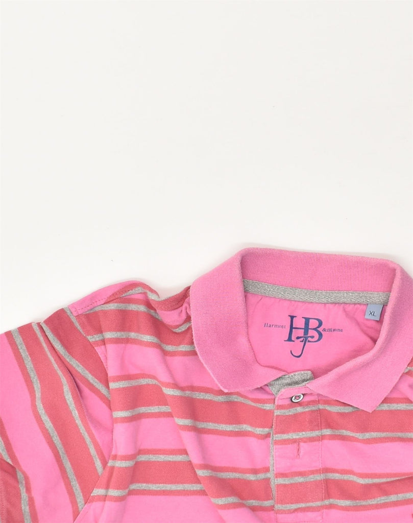 HARMONT & BLAINE Mens Polo Shirt XL Pink Striped Cotton | Vintage Harmont & Blaine | Thrift | Second-Hand Harmont & Blaine | Used Clothing | Messina Hembry 